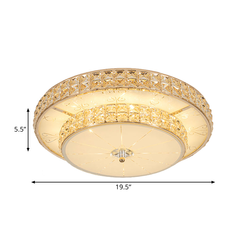 Modern Flower/Round Flush Ceiling Light Clear Beveled Crystals LED Lighting Fixture in Champagne for Parlor - Clearhalo - 'Ceiling Lights' - 'Close To Ceiling Lights' - 'Close to ceiling' - 'Flush mount' - Lighting' - 1433396