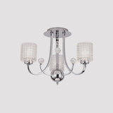 3/4/6 Bulbs Swirling Arm Semi Flush Modern Chrome Metal Ceiling Mounted Fixture with Cylinder Crystal Shade Clearhalo 'Ceiling Lights' 'Close To Ceiling Lights' 'Close to ceiling' 'Semi-flushmount' Lighting' 1433430