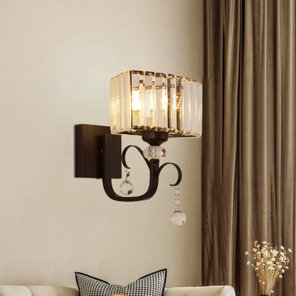 1/2-Bulb Metal Wall Sconce Light Contemporary Black Scrolling Arm Corridor Wall Mounted Lamp 1.0 Black Clearhalo 'Modern wall lights' 'Modern' 'Wall Lamps & Sconces' 'Wall Lights' Lighting' 1433468