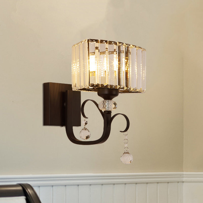 1/2-Bulb Metal Wall Sconce Light Contemporary Black Scrolling Arm Corridor Wall Mounted Lamp Clearhalo 'Modern wall lights' 'Modern' 'Wall Lamps & Sconces' 'Wall Lights' Lighting' 1433469