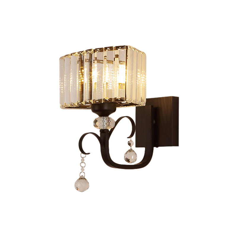 1/2-Bulb Metal Wall Sconce Light Contemporary Black Scrolling Arm Corridor Wall Mounted Lamp Clearhalo 'Modern wall lights' 'Modern' 'Wall Lamps & Sconces' 'Wall Lights' Lighting' 1433470