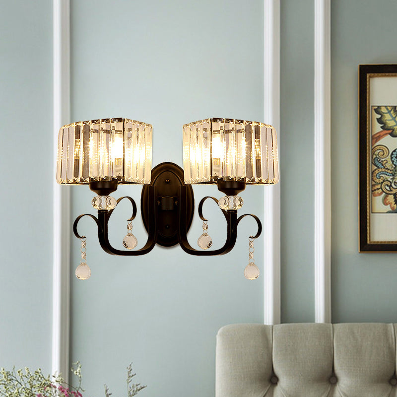 1/2-Bulb Metal Wall Sconce Light Contemporary Black Scrolling Arm Corridor Wall Mounted Lamp Clearhalo 'Modern wall lights' 'Modern' 'Wall Lamps & Sconces' 'Wall Lights' Lighting' 1433472