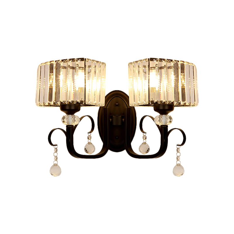 1/2-Bulb Metal Wall Sconce Light Contemporary Black Scrolling Arm Corridor Wall Mounted Lamp Clearhalo 'Modern wall lights' 'Modern' 'Wall Lamps & Sconces' 'Wall Lights' Lighting' 1433473