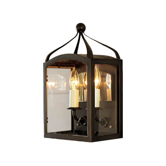 Aged Brass Candle Wall Sconce with Metal Cage Shade 2 Lights Vintage Wall Light Fixture for Corridor Clearhalo 'Cast Iron' 'Glass' 'Industrial wall lights' 'Industrial' 'Middle century wall lights' 'Modern' 'Tiffany' 'Traditional wall lights' 'Wall Lamps & Sconces' 'Wall Lights' Lighting' 143350