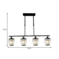3/4 Heads Linear Island Chandelier Modern Black Metal Hanging Light Fixture with Cylindrical Crystal Shade Clearhalo 'Ceiling Lights' 'Island Lights' Lighting' 1433517