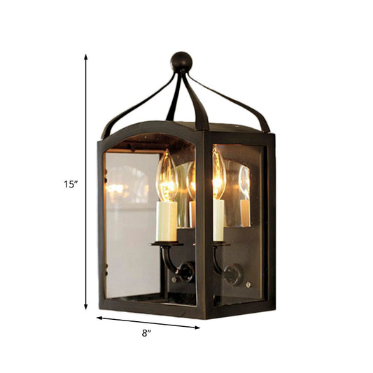 Aged Brass Candle Wall Sconce with Metal Cage Shade 2 Lights Vintage Wall Light Fixture for Corridor Clearhalo 'Cast Iron' 'Glass' 'Industrial wall lights' 'Industrial' 'Middle century wall lights' 'Modern' 'Tiffany' 'Traditional wall lights' 'Wall Lamps & Sconces' 'Wall Lights' Lighting' 143351