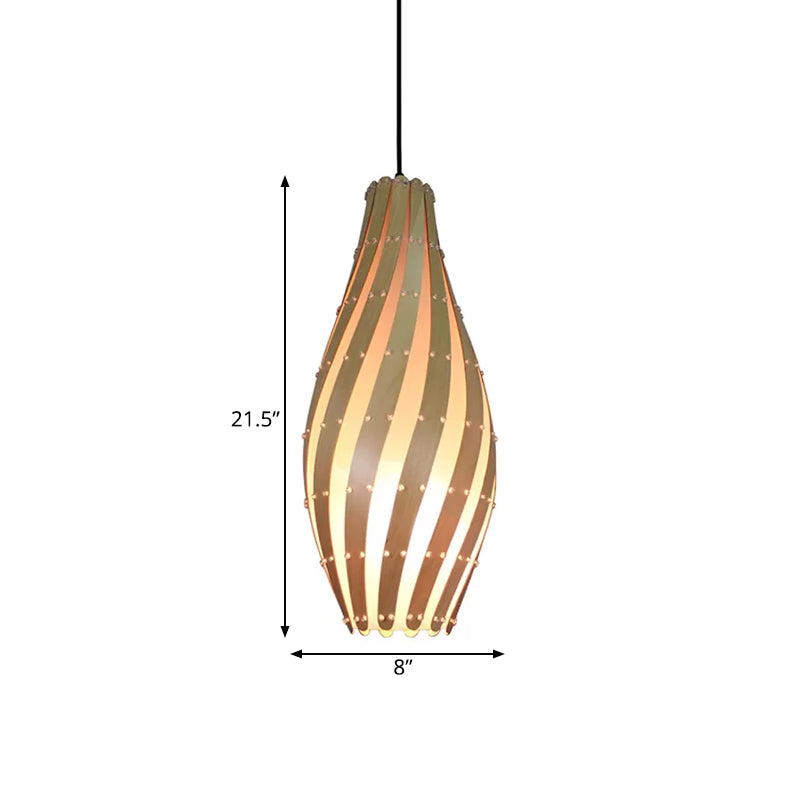 Jar Pendant Lamp Tradition Wood 1 Bulb 8"/12" Wide Beige Ceiling Hanging Light for Restaurant Clearhalo 'Ceiling Lights' 'Modern Pendants' 'Modern' 'Pendant Lights' 'Pendants' Lighting' 1433604