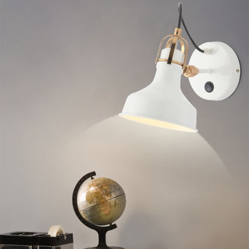 White Barn Wall Sconce Lighting Contemporary Metallic 1 Light Wall Mount Light Fixture with Switch Clearhalo 'Cast Iron' 'Glass' 'Industrial' 'Modern wall lights' 'Modern' 'Tiffany' 'Traditional wall lights' 'Wall Lamps & Sconces' 'Wall Lights' Lighting' 1433606