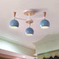 Macaron 3/6/8-Light Ceiling Lamp with Acrylic Shade Pink/Yellow/Blue Dome Semi Flush Pendant Clearhalo 'Ceiling Lights' 'Close To Ceiling Lights' 'Close to ceiling' 'Semi-flushmount' Lighting' 1433769