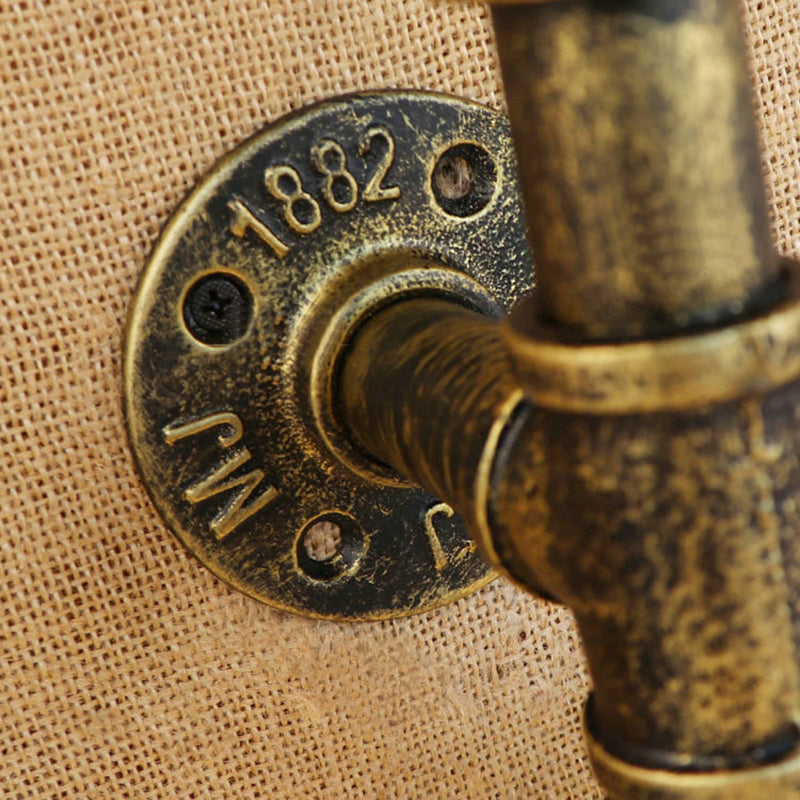 Wrought Iron Bottle Wall Light Antique 3 Lights Living Room Blue/Clear Wall Mounted Lamp with Aged Brass Pipe Clearhalo 'Cast Iron' 'Glass' 'Industrial wall lights' 'Industrial' 'Middle century wall lights' 'Modern' 'Tiffany' 'Traditional wall lights' 'Wall Lamps & Sconces' 'Wall Lights' Lighting' 143378