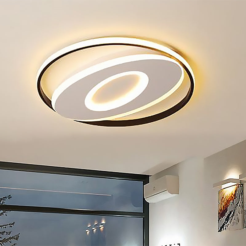 Oval Flush Light with Orbit Design Simple Acrylic LED Bedroom Ceiling Lighting in Warm/White 16"/19.5"/23.5" Wide Clearhalo 'Ceiling Lights' 'Close To Ceiling Lights' 'Close to ceiling' 'Flush mount' Lighting' 1433813
