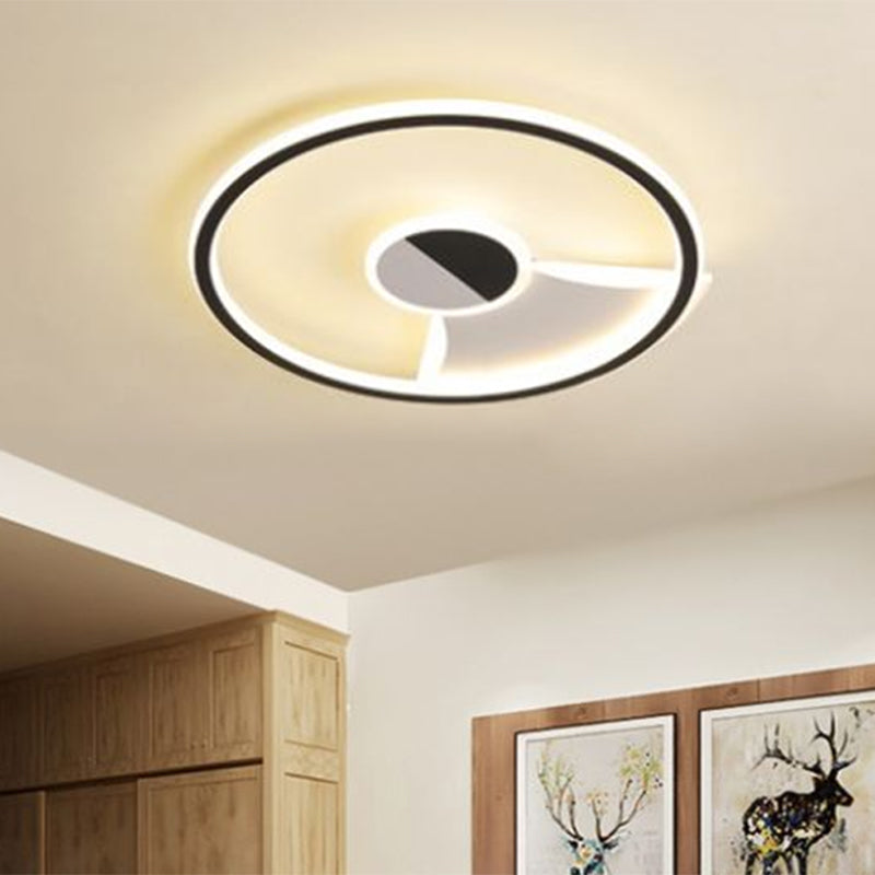 Acrylic Circular Flush Ceiling Light Simple Style LED Black and White 16"/19.5"/23.5" Dia LED Ceiling Lamp for Bedroom in Warm/White Clearhalo 'Ceiling Lights' 'Close To Ceiling Lights' 'Close to ceiling' 'Flush mount' Lighting' 1433815