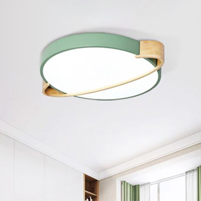 12"/16"/19.5" Dia Nordic Round Ceiling Light Fixture Metal Pink/Yellow/Green LED Flush Mount Light for Bedroom in Warm/White Clearhalo 'Ceiling Lights' 'Close To Ceiling Lights' 'Close to ceiling' 'Flush mount' Lighting' 1433824