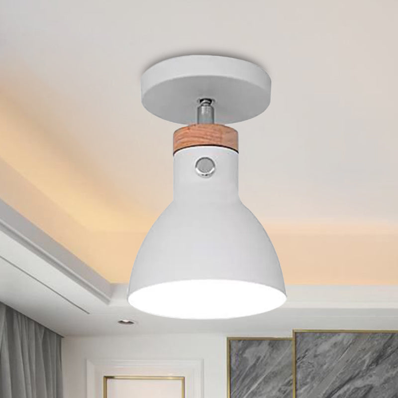 Green/White/Gray Semi-Flushmount Lamp with Shade Nordic Metal 1 Bulb Indoor Semi-Flush Ceiling Light Clearhalo 'Ceiling Lights' 'Close To Ceiling Lights' 'Close to ceiling' 'Semi-flushmount' Lighting' 1433891