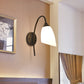 1 Bulb Angle Shade Wall Mounted Light Fixture Modern Black/Gold Milky Glass Lighting for Bedroom Black Clearhalo 'Cast Iron' 'Glass' 'Industrial wall lights' 'Industrial' 'Middle century wall lights' 'Modern' 'Tiffany' 'Traditional wall lights' 'Wall Lamps & Sconces' 'Wall Lights' Lighting' 143398