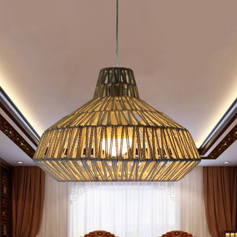 1 Bulb Handcrafted Pendant Lighting Modernist Wood Hanging Light Fixture in Coffee Clearhalo 'Ceiling Lights' 'Modern Pendants' 'Modern' 'Pendant Lights' 'Pendants' Lighting' 1434002