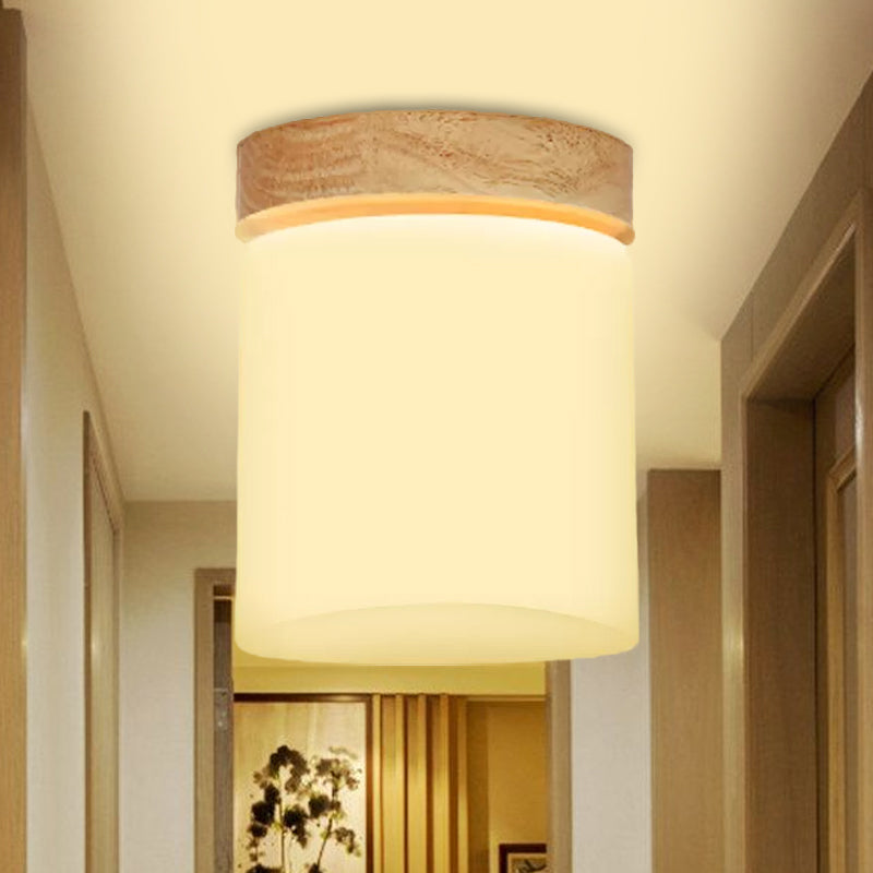 Frosted Glass Geometric Flush Mount Light Nordic 1 Light Flush Ceiling Light Fixture in White for Corridor Clearhalo 'Ceiling Lights' 'Close To Ceiling Lights' 'Close to ceiling' 'Flush mount' Lighting' 1434043