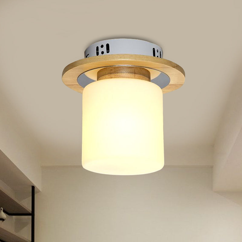 Frosted Glass Geometric Flush Mount Light Nordic 1 Light Flush Ceiling Light Fixture in White for Corridor Clearhalo 'Ceiling Lights' 'Close To Ceiling Lights' 'Close to ceiling' 'Flush mount' Lighting' 1434047