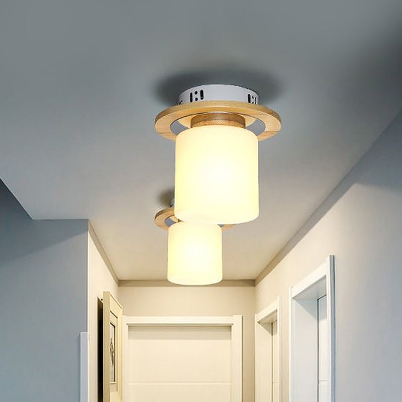 Frosted Glass Geometric Flush Mount Light Nordic 1 Light Flush Ceiling Light Fixture in White for Corridor Clearhalo 'Ceiling Lights' 'Close To Ceiling Lights' 'Close to ceiling' 'Flush mount' Lighting' 1434048
