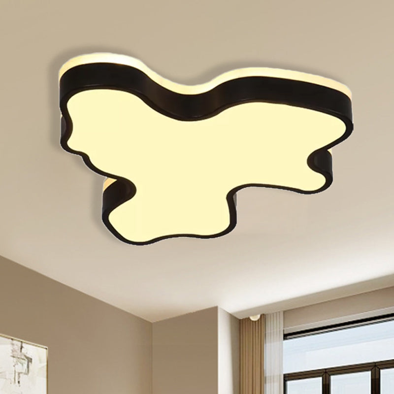 16"/19.5"/23.5" W Abstract Flush Light with Black/White Metal Shade and Acrylic Diffuser Led Contemporary Flush Mount in Warm/White Clearhalo 'Ceiling Lights' 'Close To Ceiling Lights' 'Close to ceiling' 'Flush mount' Lighting' 1434081