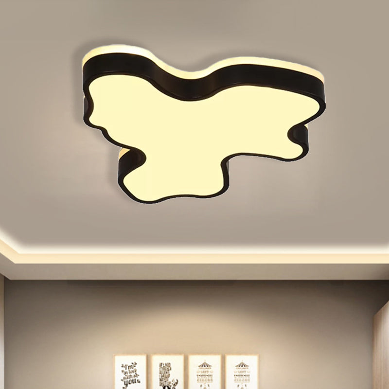 16"/19.5"/23.5" W Abstract Flush Light with Black/White Metal Shade and Acrylic Diffuser Led Contemporary Flush Mount in Warm/White Clearhalo 'Ceiling Lights' 'Close To Ceiling Lights' 'Close to ceiling' 'Flush mount' Lighting' 1434082