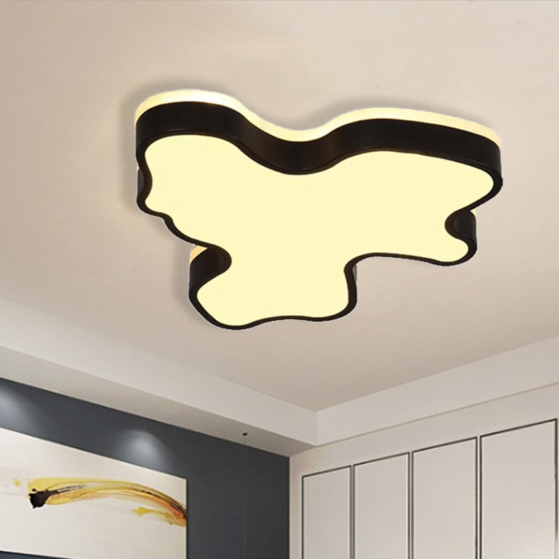 16"/19.5"/23.5" W Abstract Flush Light with Black/White Metal Shade and Acrylic Diffuser Led Contemporary Flush Mount in Warm/White Clearhalo 'Ceiling Lights' 'Close To Ceiling Lights' 'Close to ceiling' 'Flush mount' Lighting' 1434084