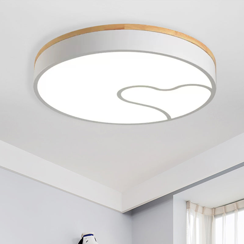 Led Nordic Flush Light with Metal Round Shade Green/Grey/White Ceiling Flush Lamp in Warm/White Clearhalo 'Ceiling Lights' 'Close To Ceiling Lights' 'Close to ceiling' 'Flush mount' Lighting' 1434138