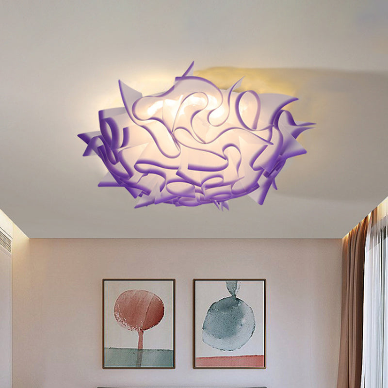 Acrylic Bloom Flush Ceiling Lamp Contemporary Led Ceiling Light Fixture in Blue/Brown/Orange Clearhalo 'Ceiling Lights' 'Close To Ceiling Lights' 'Close to ceiling' 'Flush mount' Lighting' 1434154