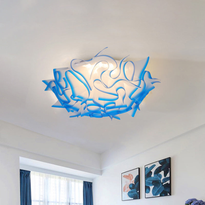 Acrylic Bloom Flush Ceiling Lamp Contemporary Led Ceiling Light Fixture in Blue/Brown/Orange Clearhalo 'Ceiling Lights' 'Close To Ceiling Lights' 'Close to ceiling' 'Flush mount' Lighting' 1434155