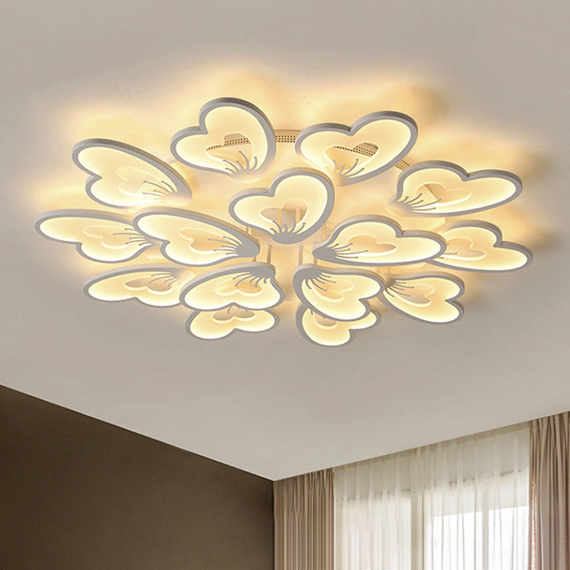 Modern Creative Petal Ceiling Flush Mount Acrylic White 9/12/15 Heads Integrated LED Living Room Flush Mount Light in Warm/White Clearhalo 'Ceiling Lights' 'Close To Ceiling Lights' 'Close to ceiling' 'Flush mount' Lighting' 1434186