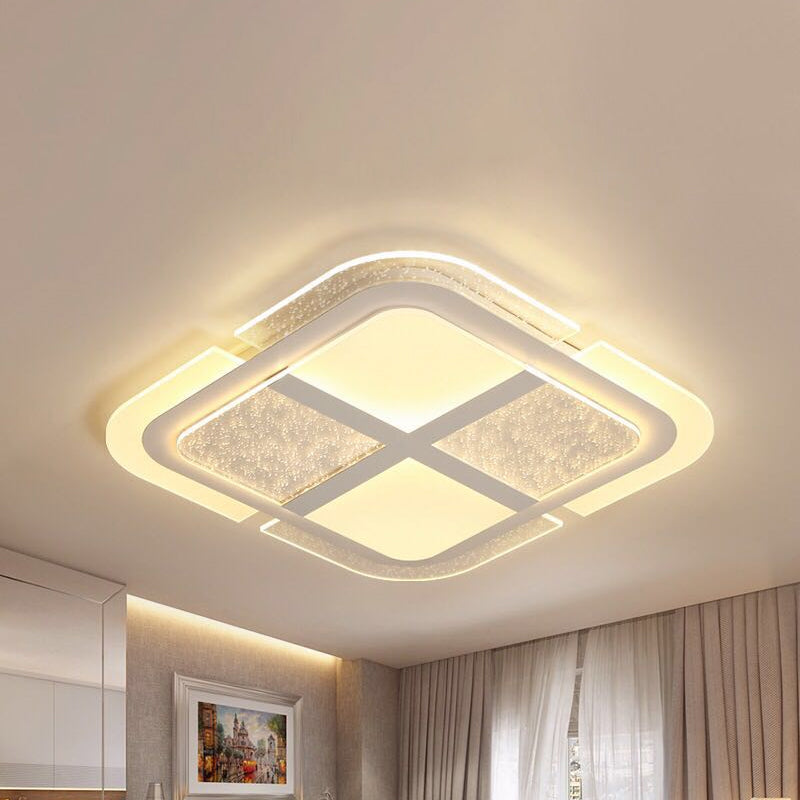 Modern Square Ceiling Light with Mosaic Design Acrylic Led Bedroom Flush Ceiling Light in Warm/White, 16"/19.5"/23.5" W - Clearhalo - 'Ceiling Lights' - 'Close To Ceiling Lights' - 'Close to ceiling' - 'Flush mount' - Lighting' - 1434197