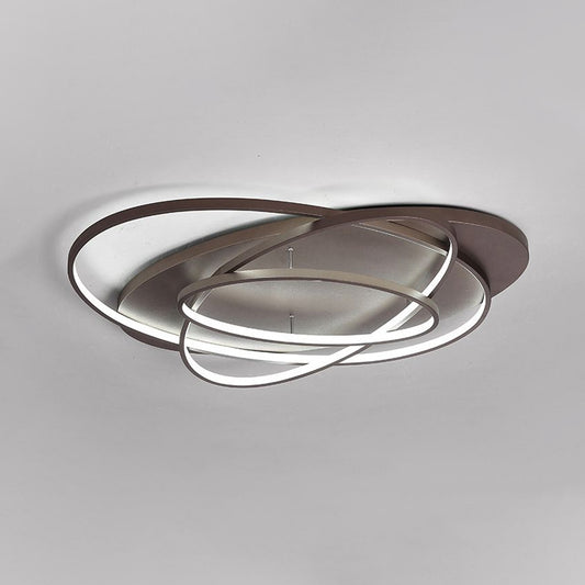 Oval Shape LED Flushmount Light Modern Stylish Acrylic Ceiling Lamp in Brown for Office Coffee Shop Clearhalo 'Ceiling Lights' 'Close To Ceiling Lights' 'Close to ceiling' 'Semi-flushmount' Lighting' 1434240