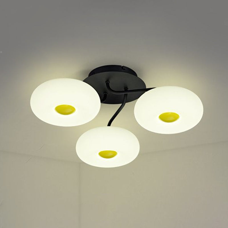 White Circular Semi Flush Ceiling Light 1/3/5 Heads Contemporary Acrylic Ceiling Lamp for Living Room Clearhalo 'Ceiling Lights' 'Close To Ceiling Lights' 'Close to ceiling' 'Semi-flushmount' Lighting' 1434242