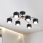 3/6/8 Lights Cylinder Semi Flush Lamp Nordic Style Metal Black/White Semi Flush Ceiling Light Clearhalo 'Ceiling Lights' 'Close To Ceiling Lights' 'Close to ceiling' 'Semi-flushmount' Lighting' 1434268