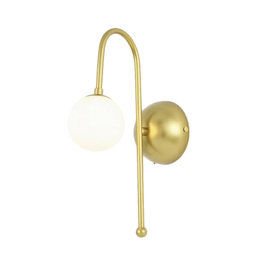 1 Bulb Globe Wall Mounted Light Fixture Modern Gold Opal Glass Lighting for Living Room Clearhalo 'Cast Iron' 'Glass' 'Industrial' 'Modern wall lights' 'Modern' 'Tiffany' 'Traditional wall lights' 'Wall Lamps & Sconces' 'Wall Lights' Lighting' 143428
