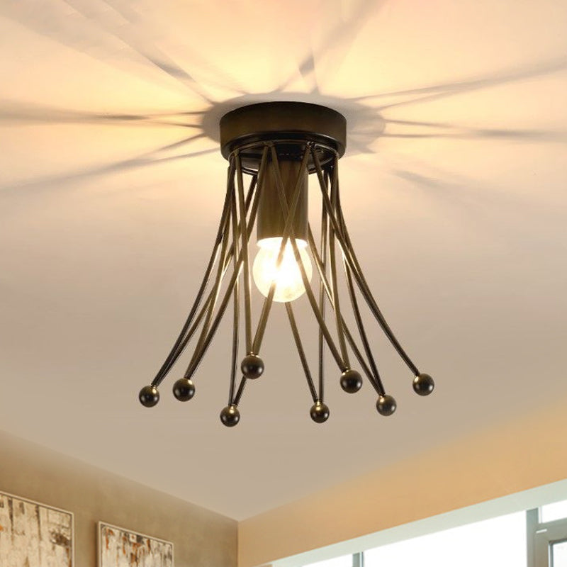 Metallic Crown Flush Mount Lighting Modern 1 Light Kids Flush Ceiling Light in Black/Gold/White Clearhalo 'Ceiling Lights' 'Close To Ceiling Lights' 'Close to ceiling' 'Flush mount' Lighting' 1434328