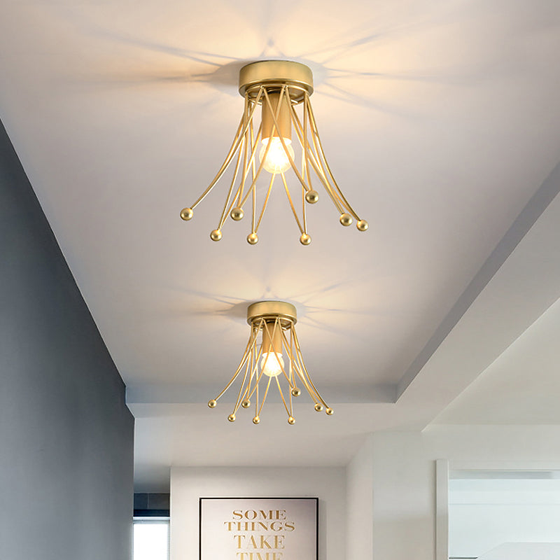 Metallic Crown Flush Mount Lighting Modern 1 Light Kids Flush Ceiling Light in Black/Gold/White Clearhalo 'Ceiling Lights' 'Close To Ceiling Lights' 'Close to ceiling' 'Flush mount' Lighting' 1434332