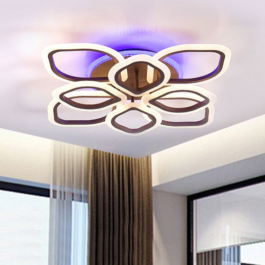 Floral-Themed LED Ceiling Lamp Contemporary Acrylic Flush Mount Light in Brown for Bedroom Clearhalo 'Ceiling Lights' 'Close To Ceiling Lights' 'Close to ceiling' 'Semi-flushmount' Lighting' 1434349
