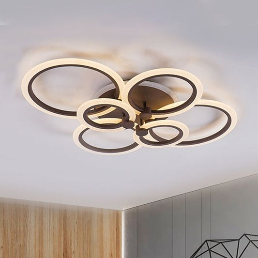 Contemporary Brown LED Ceiling Light Circular Petal Acrylic Neutral/Warm/White Flush Ceiling Light for Living Room Clearhalo 'Ceiling Lights' 'Close To Ceiling Lights' 'Close to ceiling' 'Semi-flushmount' Lighting' 1434354