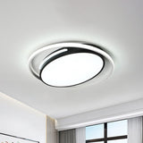 16"/19.5" Wide Black Oval Flush Mount Lighting Minimalist Metallic Led Flush Light with Frosted Diffuser Clearhalo 'Ceiling Lights' 'Close To Ceiling Lights' 'Close to ceiling' 'Flush mount' Lighting' 1434385