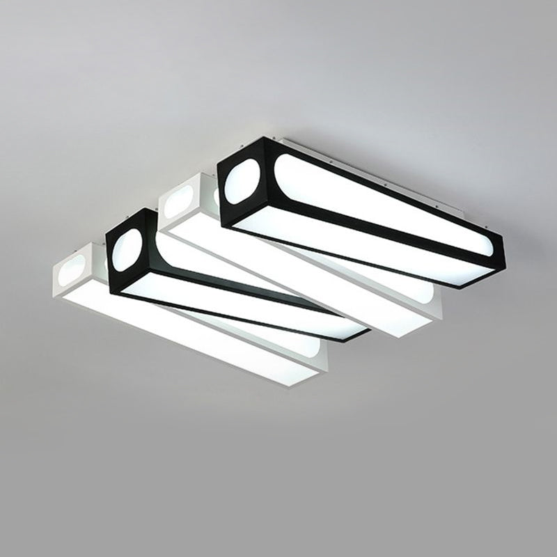 Modern Linear Square Flush Mount Light Acrylic LED Ceiling Light in Black and White for Foyer Clearhalo 'Ceiling Lights' 'Close To Ceiling Lights' 'Close to ceiling' 'Flush mount' Lighting' 1434429