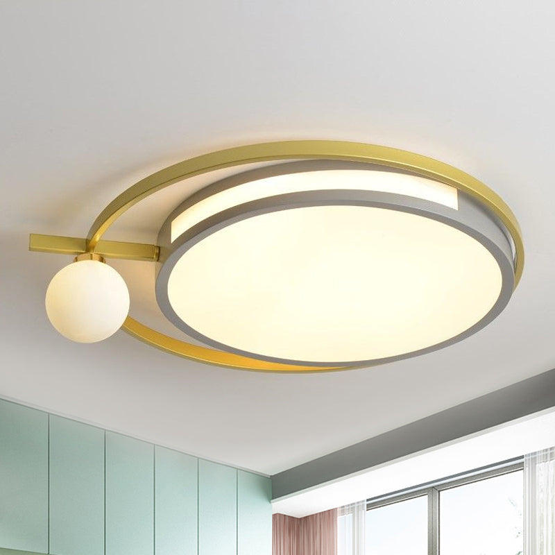 LED Round Flush Lighting with Globe Shade Nordic Acrylic Led Flushmount Light in Black/Grey Clearhalo 'Ceiling Lights' 'Close To Ceiling Lights' 'Close to ceiling' 'Flush mount' Lighting' 1434438