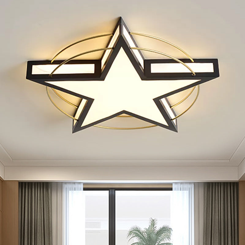 Star/Triangle Flush Mount Lighting Nordic Metal Black/Grey Ceiling Flush Light with Acrylic Diffuser Clearhalo 'Ceiling Lights' 'Close To Ceiling Lights' 'Close to ceiling' 'Flush mount' Lighting' 1434452