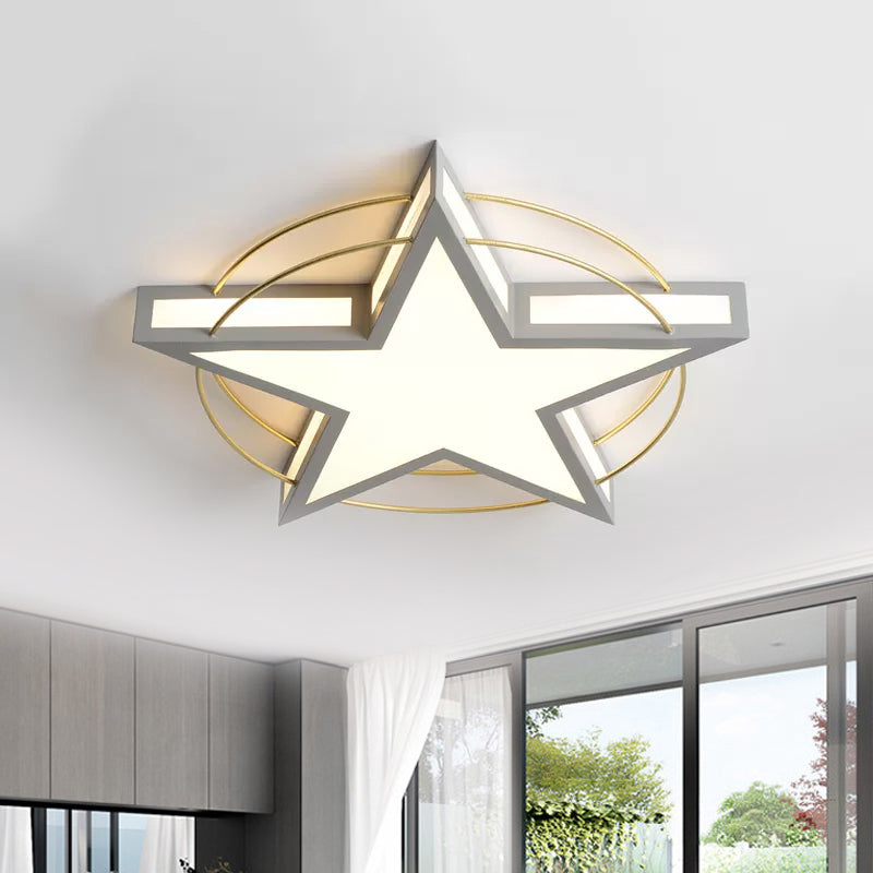 Star/Triangle Flush Mount Lighting Nordic Metal Black/Grey Ceiling Flush Light with Acrylic Diffuser Clearhalo 'Ceiling Lights' 'Close To Ceiling Lights' 'Close to ceiling' 'Flush mount' Lighting' 1434453