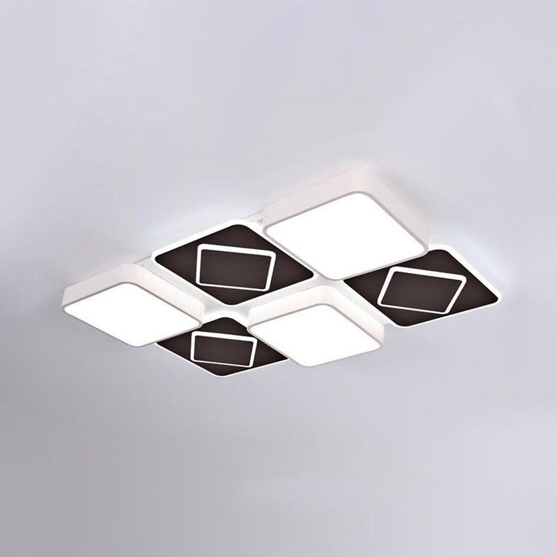 Acrylic Checkerboard LED Ceiling Lamp Nordic Style Flush Ceiling Light in Black and White for Bedroom Clearhalo 'Ceiling Lights' 'Close To Ceiling Lights' 'Close to ceiling' 'Flush mount' Lighting' 1434456