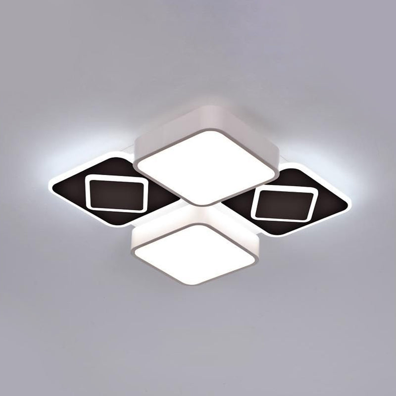Acrylic Checkerboard LED Ceiling Lamp Nordic Style Flush Ceiling Light in Black and White for Bedroom Clearhalo 'Ceiling Lights' 'Close To Ceiling Lights' 'Close to ceiling' 'Flush mount' Lighting' 1434457