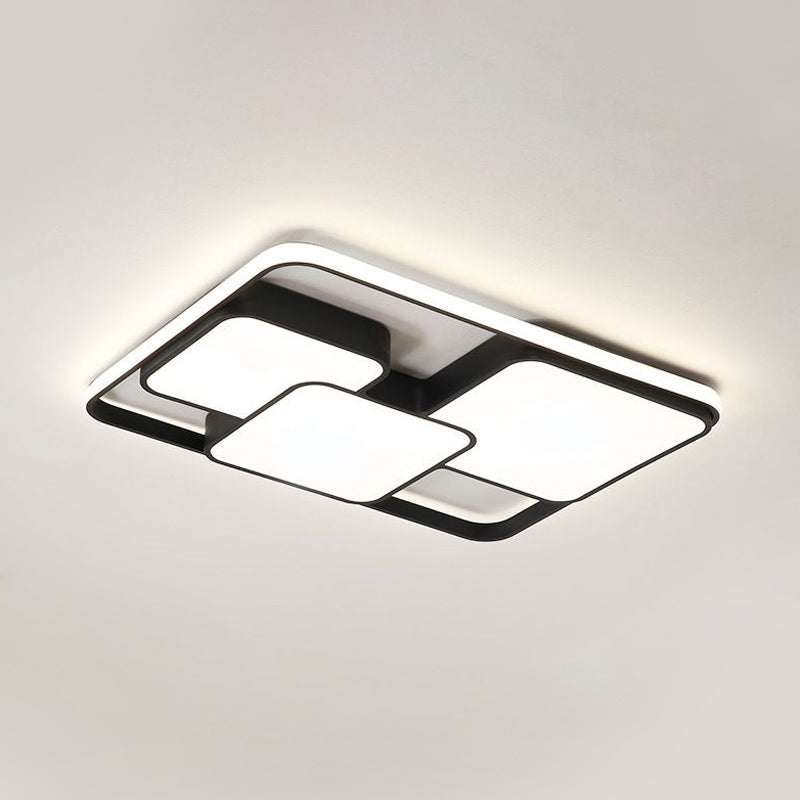 Black/White Rectangle Flush Ceiling Light Contemporary Acrylic LED Flushmount Light for Cafe Clearhalo 'Ceiling Lights' 'Close To Ceiling Lights' 'Close to ceiling' 'Flush mount' Lighting' 1434465