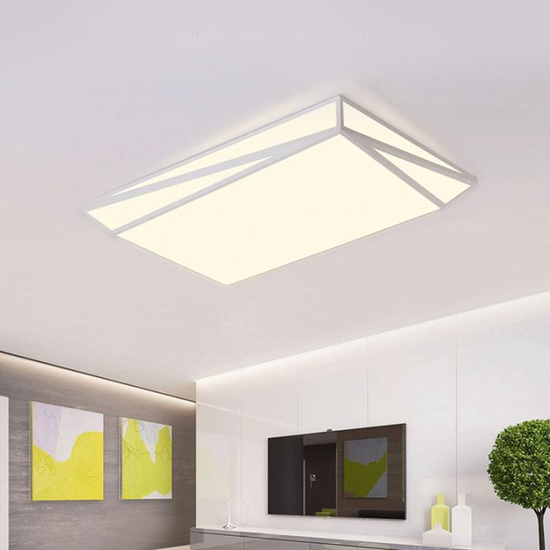 White Rectangle Ceiling Mount Light Modern Style Acrylic LED Ceiling Fixture for Office Restaurant Clearhalo 'Ceiling Lights' 'Close To Ceiling Lights' 'Close to ceiling' 'Flush mount' Lighting' 1434468