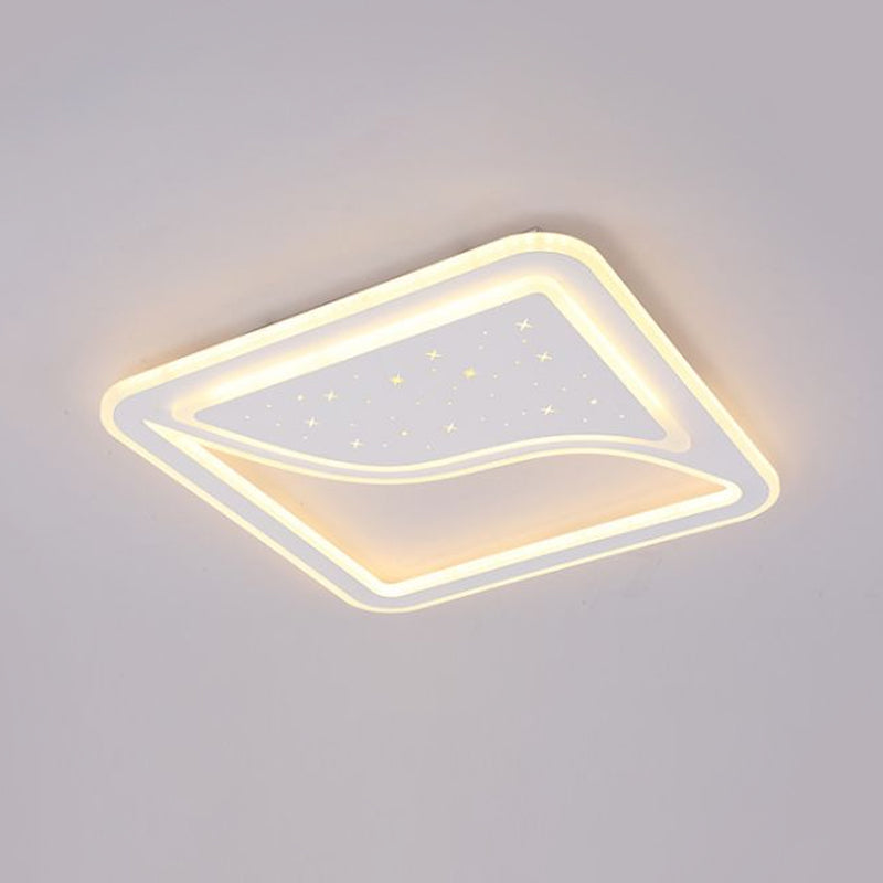 19"/35.5" W White Super Thin Flush Mount Light Contemporary Metallic Led Indoor Flush Light in Warm/White Clearhalo 'Ceiling Lights' 'Close To Ceiling Lights' 'Close to ceiling' 'Flush mount' Lighting' 1434479