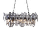 7 Bulbs Oval Frame Pendant Lamp Modern Black/Gold Clear Rectangular-Cut Crystals Encrusted Island Lighting Clearhalo 'Ceiling Lights' 'Island Lights' Lighting' 1434491